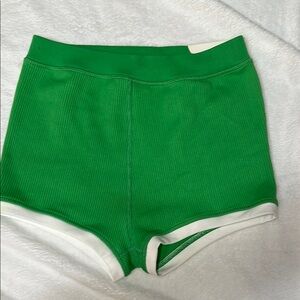 Aerie Green and White Athletic Shorts with Retro Style